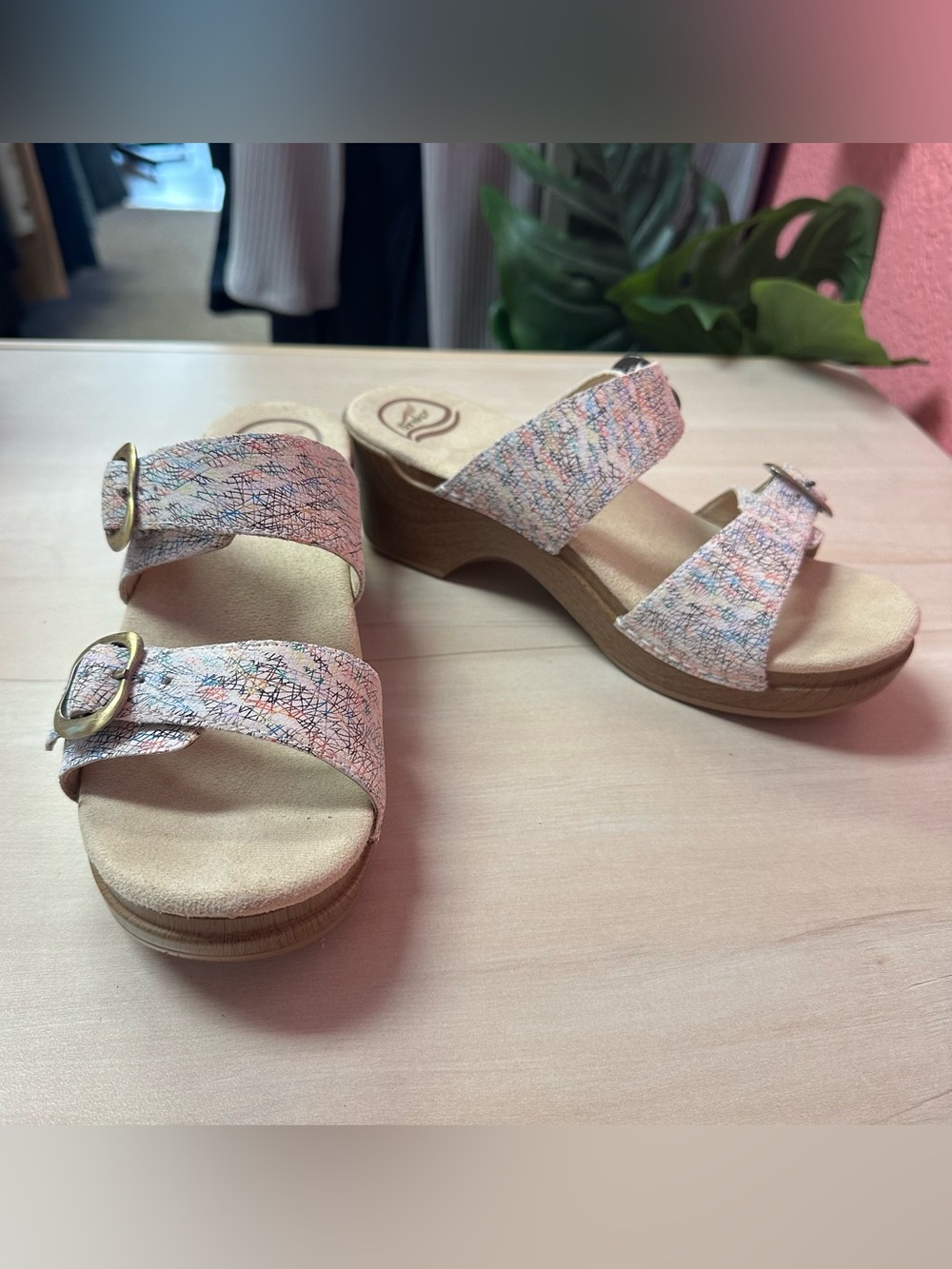 Dansko Sophie Multicolor Buckle Slide Sandals